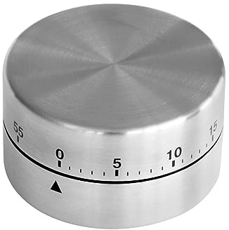 Zenker Edelstahl Kurzzeitwecker Zylinder – Präziser Küchen-Timer, 63x63x62 mm, mit Hängefunktion, 2 Jahre Garantie, Grau
