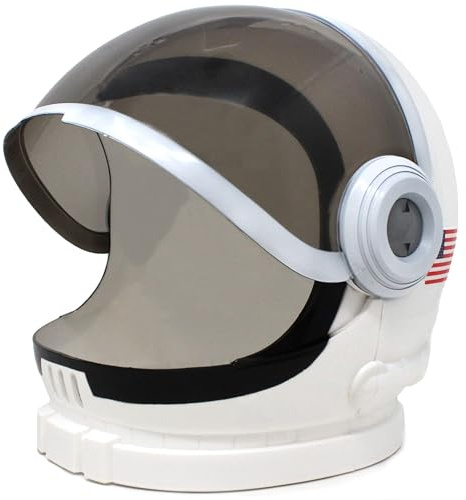 Spooktacular Creations Weißer Astronautenhelm mit beweglichem Visier, Rollenspielzeug für Geburtstagsfeier, Schulklassenzimmer Verkleidung, Rollenspielzubehör, Zubehör für Weltraumkostüme für Kinder