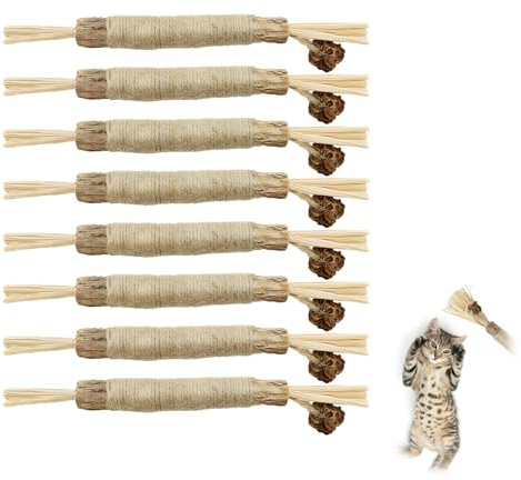 8 Stück Kaustangen für Katzen, Kausticks Sticks Sicher Helfen Bei Zahnstein Mundgeruch Gesund Hygiene Interaktives Katzenspielzeug Zum Schleifen von Zähnen für Katze Zu Spielen Beißen Kauen