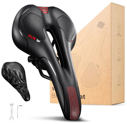 YOUNGDO Fahrradsattel, Ergonomischer Fahrrad Sattel, Fahrradsitz | Memory-Schaum, weicher, komfortabel, atmungsaktiv, stoßdämpfend, für Damen & Herren, mit wasserdichte Abdeckung