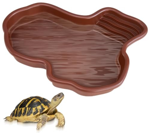 BNGXR Schildkröten Wasserschale, Reptilien Wasserschale, Reptilien Badebecken, Rutschfestes,Schildkröten-Futternapf, Reptilienwanne mit Rampe, wasserschale schildkröte, Tierbecken für Eidechsen, Gecko