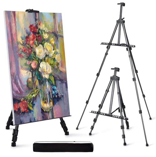 Artify Staffelei 66 Zoll, verstellbare Atelierstaffelei 22-66 Zoll(55-167cm), Stativ zum Malen und Plakatieren mit Tragetasche und Ersatzteilen,1 PACK, schwarz
