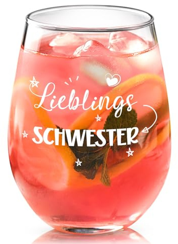 Joymaking Weinglas Schwester zum Geburtstag und Weihnachten - 17oz Schwesterherzgeschenk