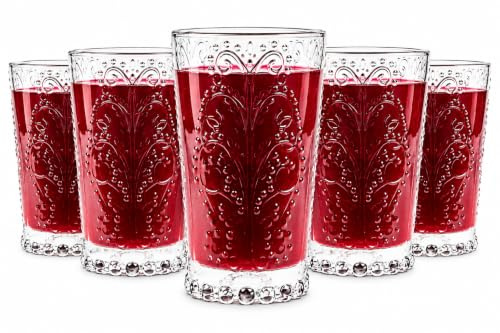 Sendez 6 Trinkgläser mit Relief 350ml Cocktailgläser Saftgläser Rotweingläser Weißweingläser