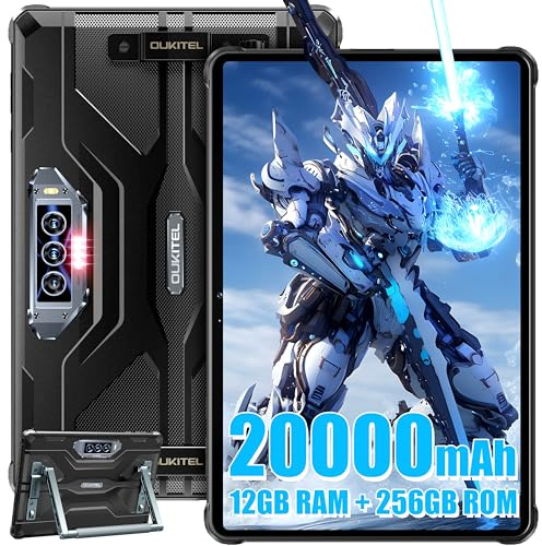 OUKITEL RT8 Tablet, 12 GB RAM + 256 GB ROM, Rugged Tablet, Android 13, Akku 20.000 mAh, 11 Zoll FHD+, Kamera 48 MP + 20 MP Nachtsicht, Schnellladung von 33 W, 4G Dual SIM/5G WiFi/NFC