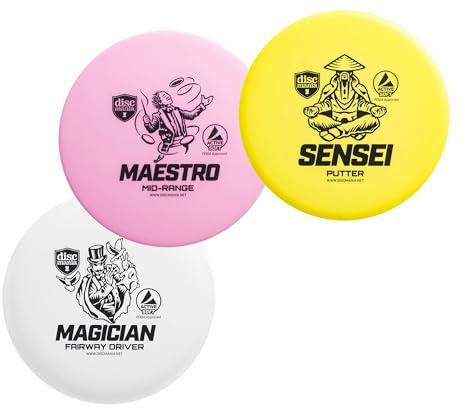 Discmania Active Soft Disc Golf 3er Set - inkl. Disc Golf Putter, Mid-Range und Driver, Frisbee Golf Disc Set, Disc Golf Starter Set (Farben Werden variieren)
