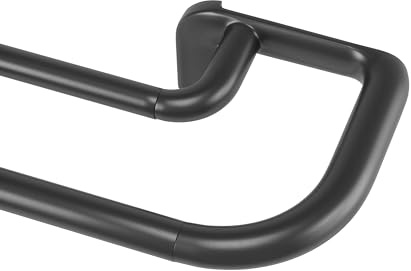Umbra Twilight Doppel-Vorhangstangen-Set, Ausziehbare Vorhangstange mit Abgerundeten Enden für ideale Raumabdunkelung, 77-214 cm, D19mm, Schwarz
