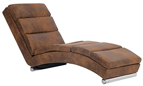vidaXL Chaiselongue Braun Wildleder-Optik