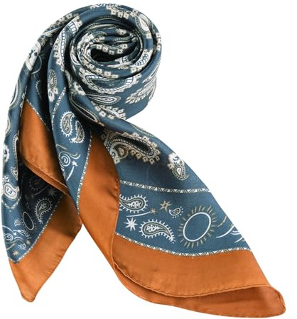 DAMILY Bandana Herren Satin Kopftuch Sommer Halstuch Cowboy Tuch 70x70 | Vintage Bandana quadratisch, für Herren & Damen, Motorrad Piratentuch, Festival Haarband