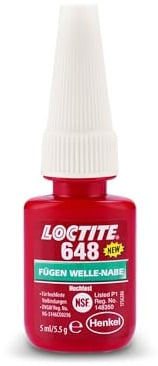 LOCTITE 648, hochfester Kleber für zylindrische Fügeteile, Flüssigkleber für aktive und passive Metalle wie Baustahl, temperatur- und ölbeständiger Metallkleber, 1x10ml