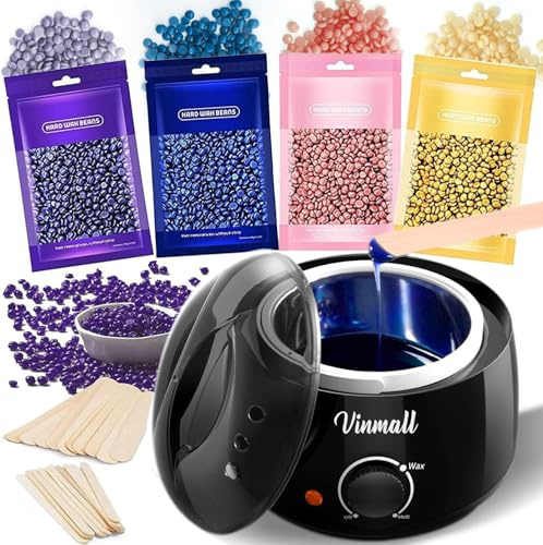 Wachswärmer Waxing set Wax maschine: Vinmall Wachsmaschine enthaarung Warmwachsgerät mit Wachsperlen für Wachs Haarentfernung, heißwachsgerät set schwarz