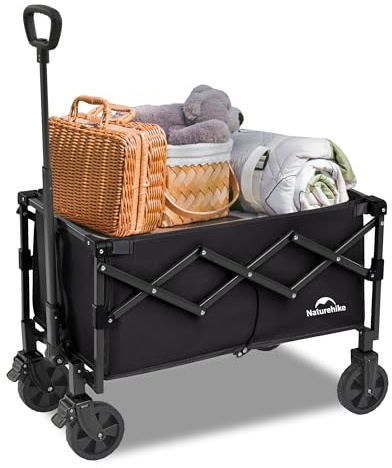 Naturehike Bollerwagen Faltbar mit Bremsen Alle Gelände 70L Klappbarer Handwagen Verstellbarem Griff bis 120 kg Tragkraft für Camping Strand Sport Einkaufen