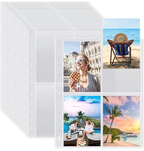 100 Stück fotohüllen din a4 postkarten,Transparent Postkartenhüllen,800 Doppelseitig Fotohüllen 4 Taschen Foto Seitenschutz,Klarsichthüllen A4Fotohüllen für Zum Fotos Postkarten aufbewahrung
