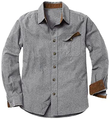 Meilicloth Flanellhemd Herren 100% Baumwolle Hemd Herren Langarm Einfarbig Casual Hemdjacke Regular Fit Mit Brusttasche