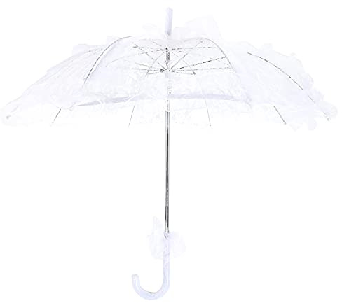 Gsycle Spitzenschirm, Vintage-Regenschirm, weißer Spitzenschirm, Vintage-Regenschirm, Brautschirm, weiße Spitze, Sonnenschirm für Hochzeit, Fotografie, Requisiten (weiß)