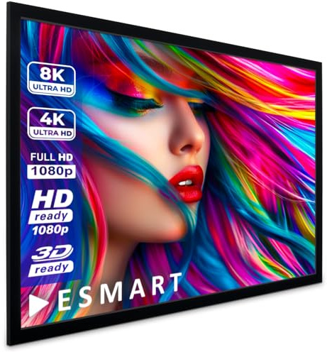ESMART Professional MIRALE Rahmen-Leinwand [Größenauswahl] 221 x 125 cm (100) 16:9 | Heimkino Beamer Projektionsleinwand Rahmen Leinwand LCD LED