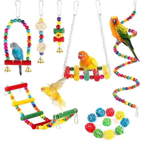 Zyiphor 16 Stück Vogelspielzeug Set Vogelspielzeug für Wellensittiche, Papageienspielzeug Wellensittich Spielzeug Vogel Spielzeugs Nymphensittich Spielzeugs für Kleine Sittiche