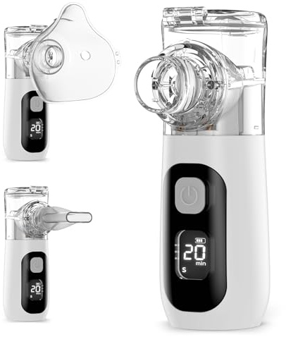 Berrlly Leises Inhalationsgerät für Kinder & Erwachsene,Tragbarer Inhalator & Inhaliergerät mit Feiner Vernebelung,Leicht & Kompakt,Einfache Reinigung,Zubehör für die Ganze Familie,Für Zuhause & Reise