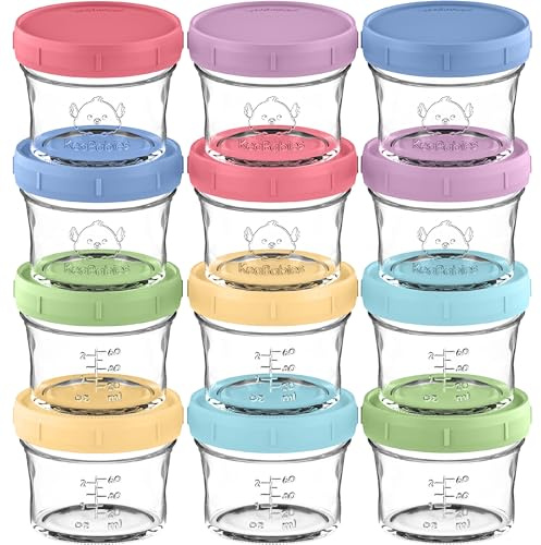 KeaBabies 12er-Pack Babynahrung Aufbewahrung Glas - Leckfest, Mikrowellengeeignet Baby Nahrungsbehälter, Kleinkind Brei Beikost Einfrieren Behälter, BLW Zubehör Baby, BPA-Frei (Nord)