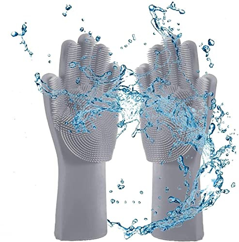 Louis Donné Spülhandschuhe, Wiederverwendbare Haushaltshandschuhe Silikon-Spülhandschuhe, Geschirrspülhandschuhe mit Schrubber, Haushalts-Küchenhandschuhe, Tierpflegehandschuhe Küchenhandschuhe