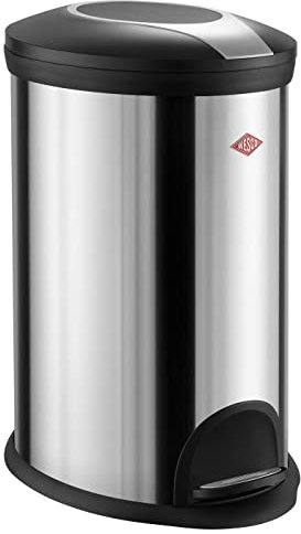 WESCO Tretmülleimer 107 aus Edelstahl in der Farbe Edelstahl-Silber - 20 Liter Volumen - inkl. Kunststoff-Einsatz - stabiler Fußtritt