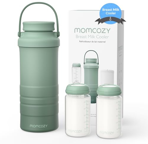 Momcozy Tragbarer Muttermilchkühler für draußen (628 ml), 360°- langzeitige Gesamtkühlung, großer Reise-Muttermilchkühler mit 2 Babyflaschen zur Aufbewahrung von Muttermilch, Stillutensilien