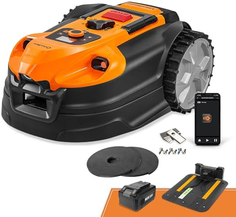 Lawnmaster OcuMow®18 mähroboter ohne begrenzungskabel für bis zu 800㎡ 4ah Batterie Optische Navigation, Hindernisvermeidung, Automatische Ladestation, Verbotene-Zone-Funktion, WiFi & Bluetooth APP