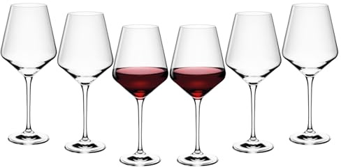Gerlach 1760 Weingläser Rotweingläser Gläser Set 6 Stück 550 ml Rotweinkelche Kristallglas Wein Glas Spülmaschinenfest Modern, Rot
