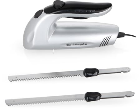 Orbegozo CU 3800 - Elektrisches Messer, 150 W, doppeltes Messer mit Rillen, Sicherheitsschalter, Klinge für gefrorene Speisen
