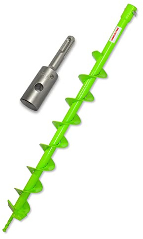 WERHE Erdbohrer-Set Ø80mm 80cm lang mit SDS Plus Adapter – Robuster Stahl mit metallklingen für Zaunbau und Gartenarbeit – Kompatibel mit Standard SDS Bohrmaschinen und Bohrhammer