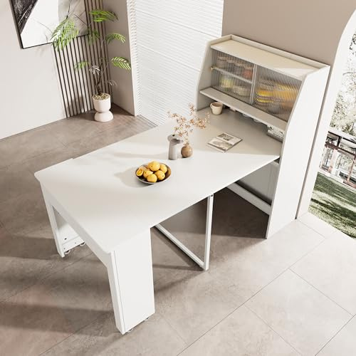 YESGIGA Ausziehbarer Esstisch, Einweg-Ausziehtisch, Esszimmer-Stauschrank, Esstisch mit Stauraum