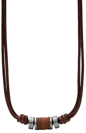 Fossil Halskette Für Männer Vintage Casual, Braun Leder Halskette, JF00899797