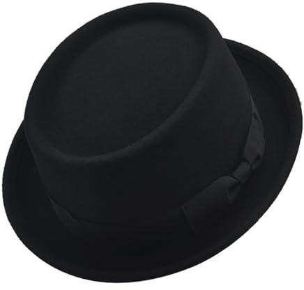 Pork pie Herren Hut Damen Fedora Filzhut 100% Wolle Schwarz Trilby Hut