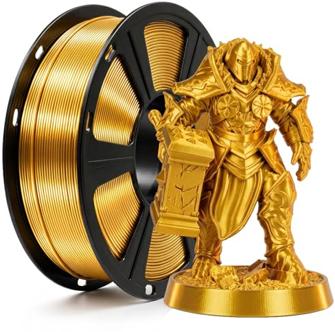 TEQStone Silk PLA Filament 1,75mm Gold 1KG, Hochglänzende Oberfläche, Sauber Gewickelt, Maßhaltigkeit +/-0,02mm Vakuumverpackung