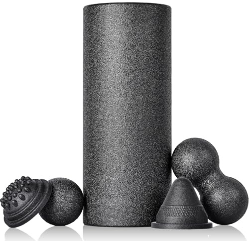 Fitnessrolle Faszienrolle Set 5-T Faszienball Blackroll Foam Roller Faszien Set mit Faszienball Faszienrolle Klein und Duoball Triggerpunkt für Yoga Faszien Training von Muskeln