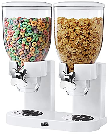 Zevro Single Dry-Food-Spender, plastik, Double Dispenser, White/Chrome