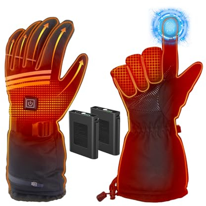 Verbesserte Beheizbare Handschuhe Herren Damen,7.4V/2×5000mAh Beheizte Handschuhe mit Wiederaufladbare Akkus,4 Einstellbarer Temperatur,wasserdichte,für Winter Outdoor Motorrad, Radfahren, Skifahren