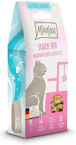 MjAMjAM - Premium Katzensnack - Snackbox - kulinarisches Lachsfilet, 1er Pack (1 x 50 g), naturbelassen ganz ohne synthetische Konservierungsstoffe