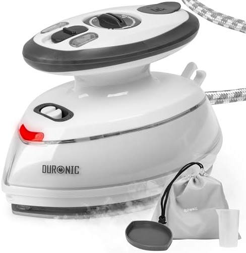 Duronic SI3 WE Mini Reisebügeleisen, 400W Mini Bügeleisen, Dampfbügeleisen | Mit 35ml Wassertank, kleines Dampf-Reisebügeleisen, 3 Hitzeeinstellungen, Handbügeleisen Keramikfläche, für Urlaub und Reise