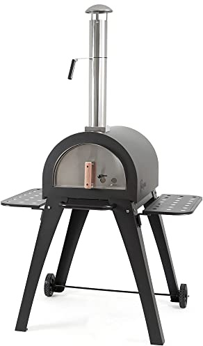 BBQ-Toro Pizzaofen Havai mit Schamottesteinen, 2 Seitenablagen und 2 Rädern | Pizza Steinbackofen für Garten, Terrasse | Outdoor Pizza Ofen, Holzbackofen, Pizza Grill