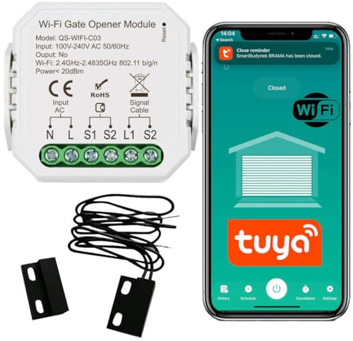 Sone Smart One WLAN Garagentoröffner Tuya Magnetsensor 2.4GHz | potentialfrei, no kontakt, torstatus, app alarm, alexa google, ohne hub