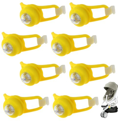 8 Stück Kinderwagenlicht Silikon, LED Kinderwagen Licht, Wasserdichte Kinderwagenlicht mit Heller 3 Leuchtfunktionen, LEDKinderwagen Licht für KinderwagenOutdoor Jogger