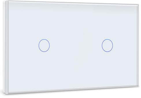 BSEED Touch Lichtschalter 1 Fach 1 Weg mit 1 Fach 1 Weg Wandschalter mit Glasscheibe 3-500W Berührungssensor EU Standard Wandlichtschalter 157mm - weiß