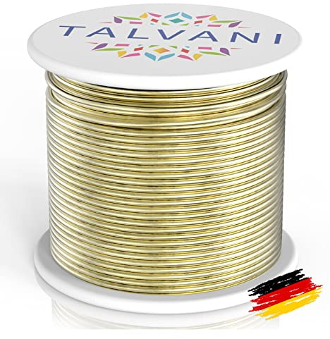 Talvani Basteldraht [1mm|2mm] [30m | 120m] Aluminiumdraht - Leicht zu Biegender Draht - Aludraht - Schmuck Draht, Gold Silber Kupfer Schwarz