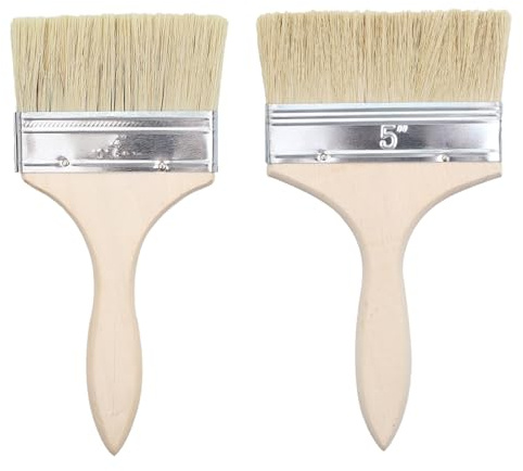 2 Stück 10.5cm*21cm/12.5cm*21.5cm Pinsel,lasurpinsel,malerpinsel,flachpinsel,lackpinsel,lasurpinsel Holz außen,Flachpinsel mit Holzstiel,Pinselset,für Malen,Farben,Lasurpinsel Holz außen