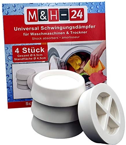 M&H-24 Schwingungsdämpfer Vibrationsdämpfer Waschmaschinen und Trockner Unterlage - Universal Anti Vibration kompatibel mit Bosch, Privileg, AEG, Siemens Gummi Dämpfer Pads Weiß
