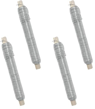 Xpieoyrm 4 Stück Blumendraht verzinkt, Wickeldraht lose auf Holzwickel, zur Befestigung von Blumen und Pflanzen, Ø 0.68mm x 35 m Silber vielseitig Bindedraht, für DIY, kreative Projekte, Dekoration