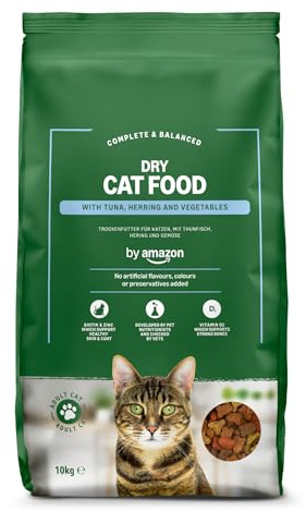 by Amazon – Vollwertiges Katzentrockenfutter für ausgewachsene Katzen mit Thunfisch und Hering, 1 Packung à 10,0kg (zuvor Our Essentials)
