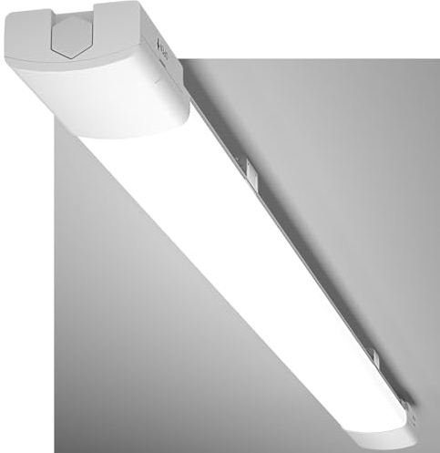 Modlicht LED Feuchtraumleuchte 120CM mit 36W 5000k Kaltlweiß 3960Lumen, Ultraslim Deckenleuchte Feuchtraum Flach Wasserfest IP65 Wannenleuchte Werkstattlampe für Keller Garage, Weiß