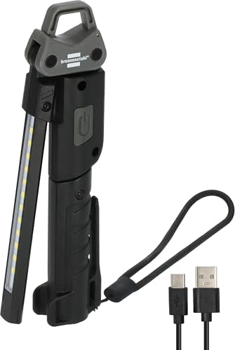 Brennenstuhl Akku LED Handllampe HL 400 AC/LED Werkstattlampe mit integriertem Akku (400lm, 3 individuell schaltbare Lichtquellen, zusammenklappbar, Leuchtdauer max. 6h, inkl. USB C Ladekabel)